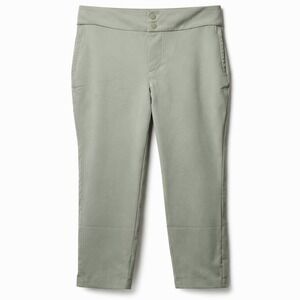 EDDIE BAUER Travex Travel Pant Sz 2/Petite Olive Green Stretch Cropped Everyday